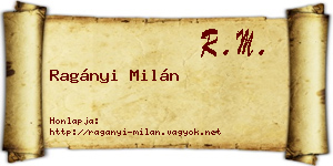 Ragányi Milán névjegykártya